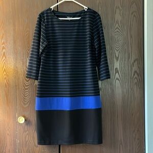 RN Studio 3/4 sleeved black with bright blue dress. Size 16.
